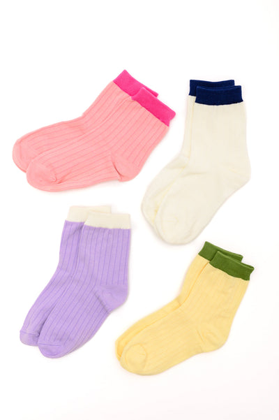 Sweet Socks Set of 4 Color Block Socks Womens Southern Soul Collectives 