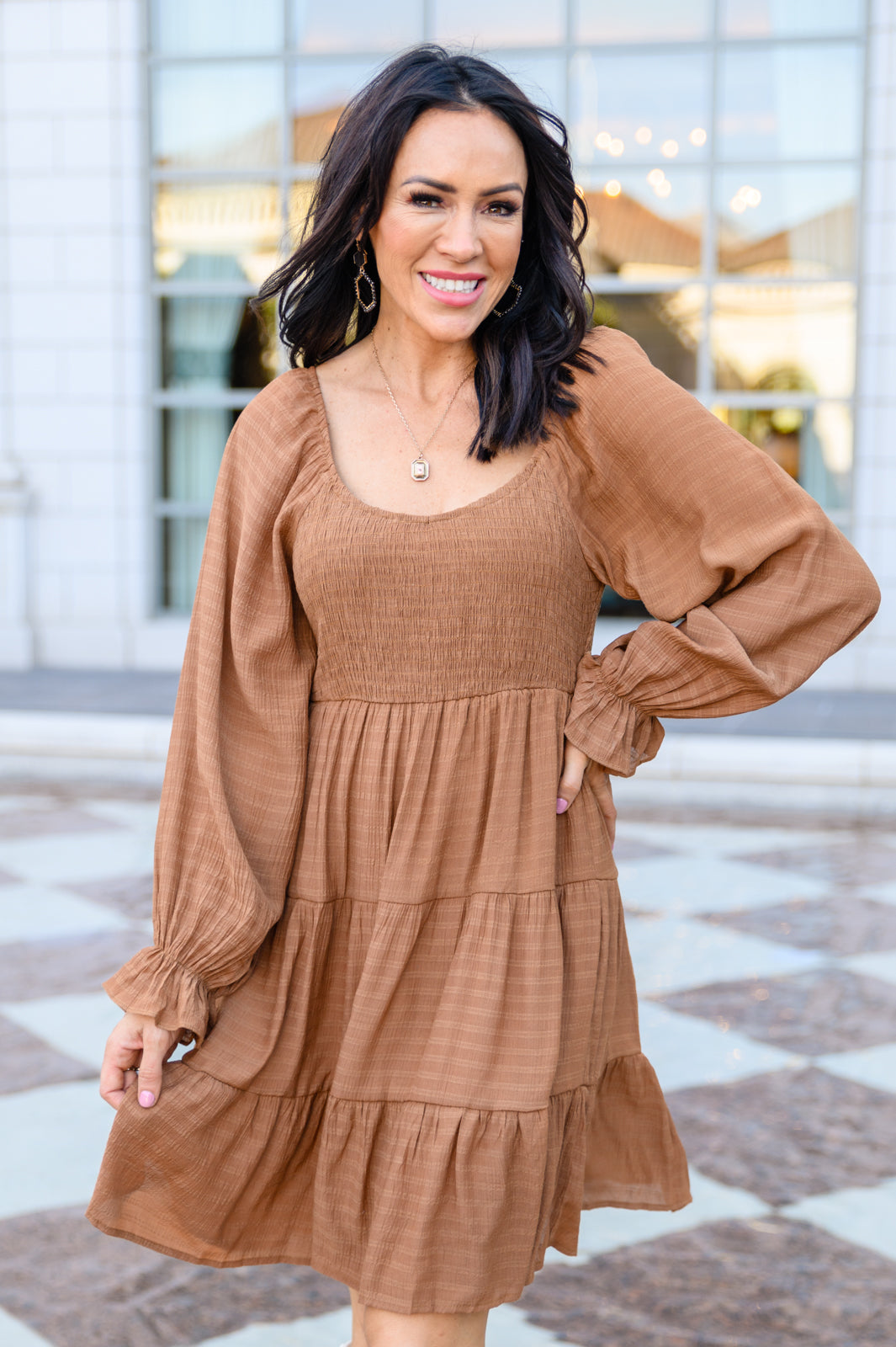 Sweetest Soul Tiered Knee Length Dress In Camel Womens Southern Soul Collectives 