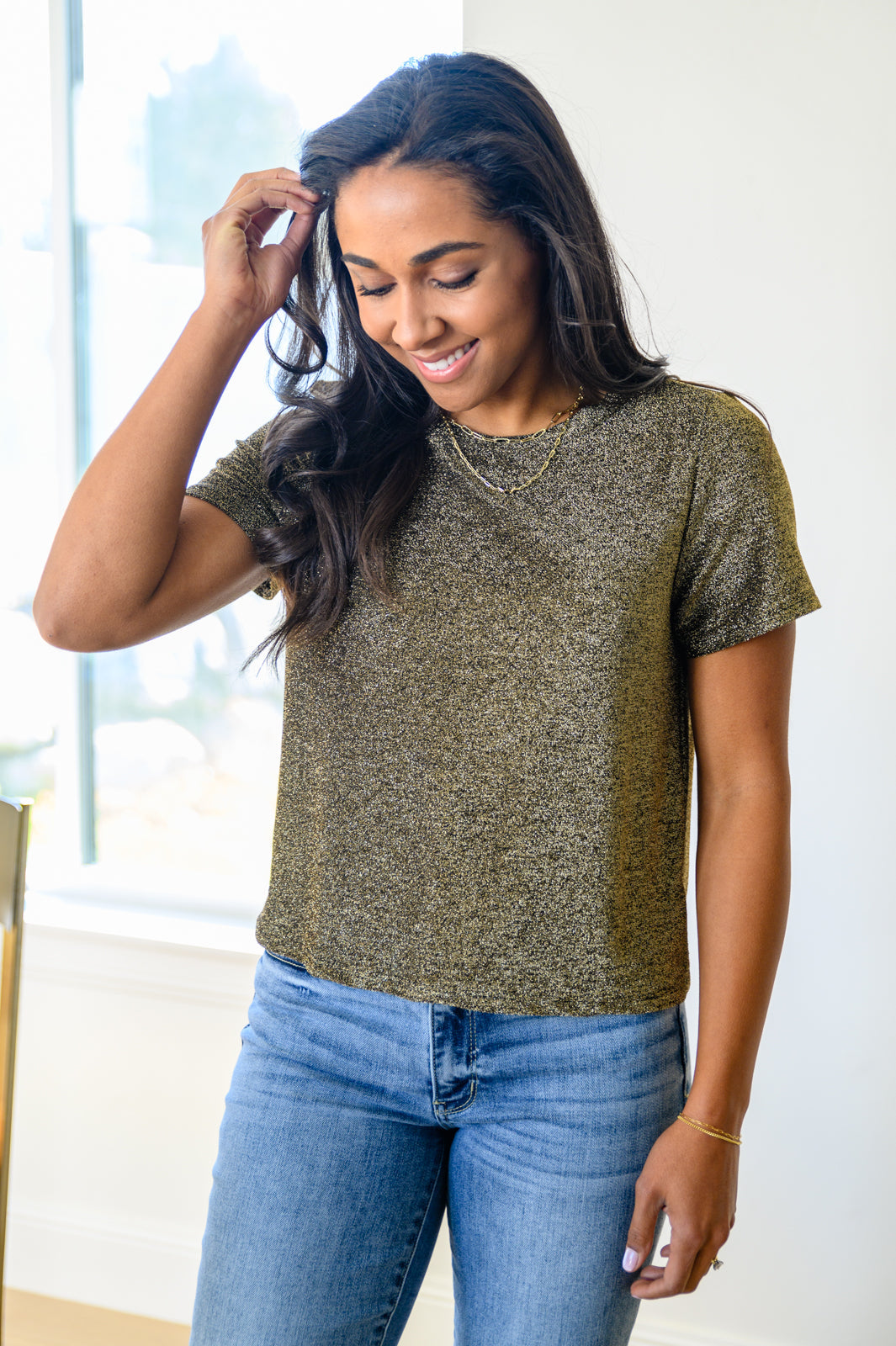 Sweetly Twinkle Short Sleeve Knit Top In Black Womens Southern Soul Collectives 