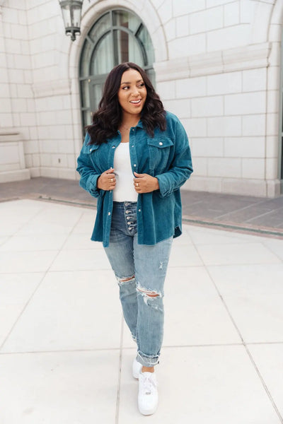 Tell Me After School Shacket in Teal Womens Southern Soul Collectives 