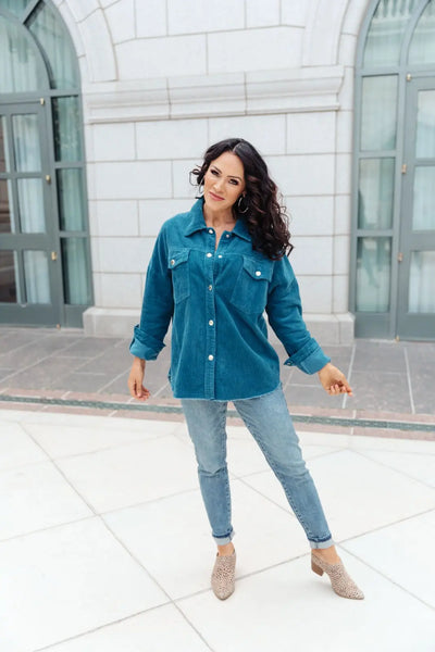Tell Me After School Shacket in Teal Womens Southern Soul Collectives 