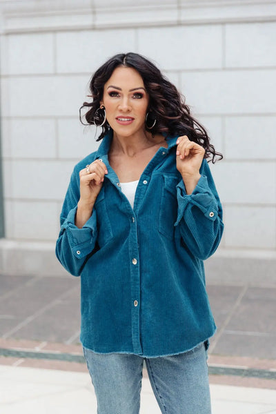 Tell Me After School Shacket in Teal Womens Southern Soul Collectives 