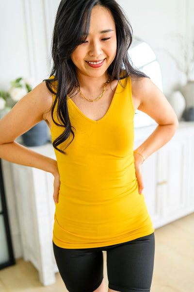 The Basics Reversible Longline Tank in Mustard Womens Southern Soul Collectives 