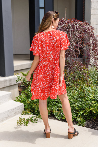 The Way Back Red Dress with White Dainty Flowers Womens Southern Soul Collectives 