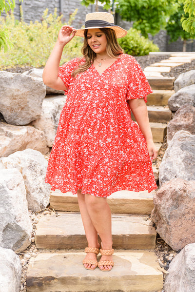 The Way Back Red Dress with White Dainty Flowers Womens Southern Soul Collectives 