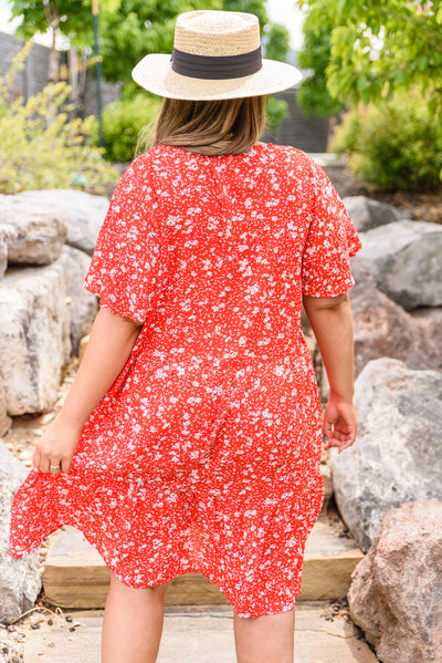 The Way Back Red Dress with White Dainty Flowers Womens Southern Soul Collectives 