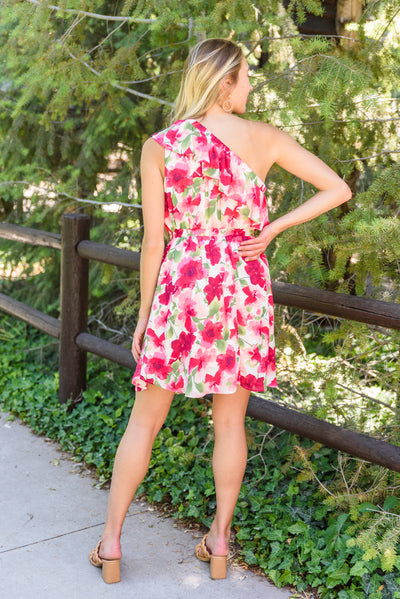 This And That One Shoulder Pink Floral Dress Womens Southern Soul Collectives 