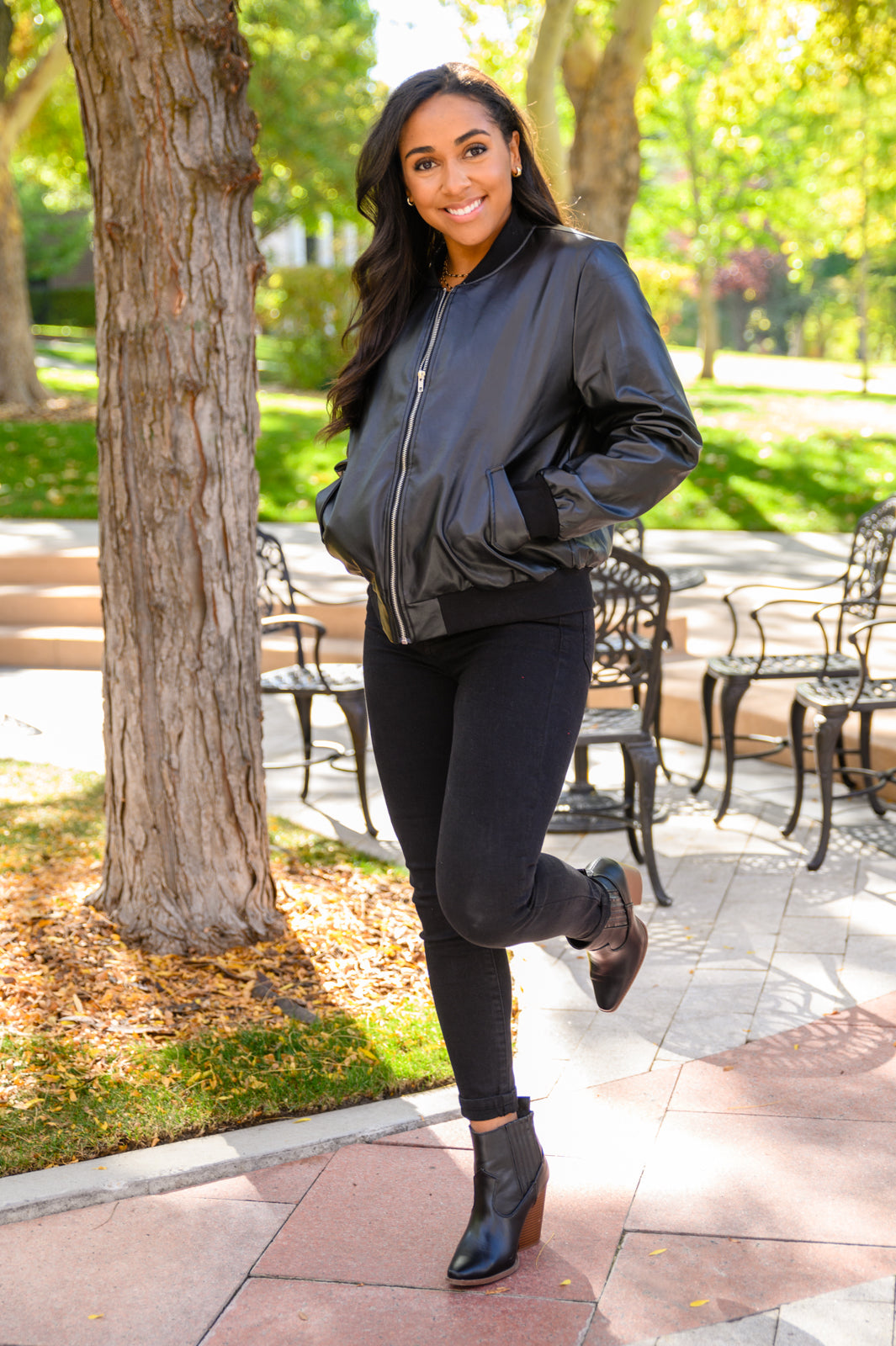 This Is It Faux Leather Bomber Jacket In Black Womens Southern Soul Collectives 