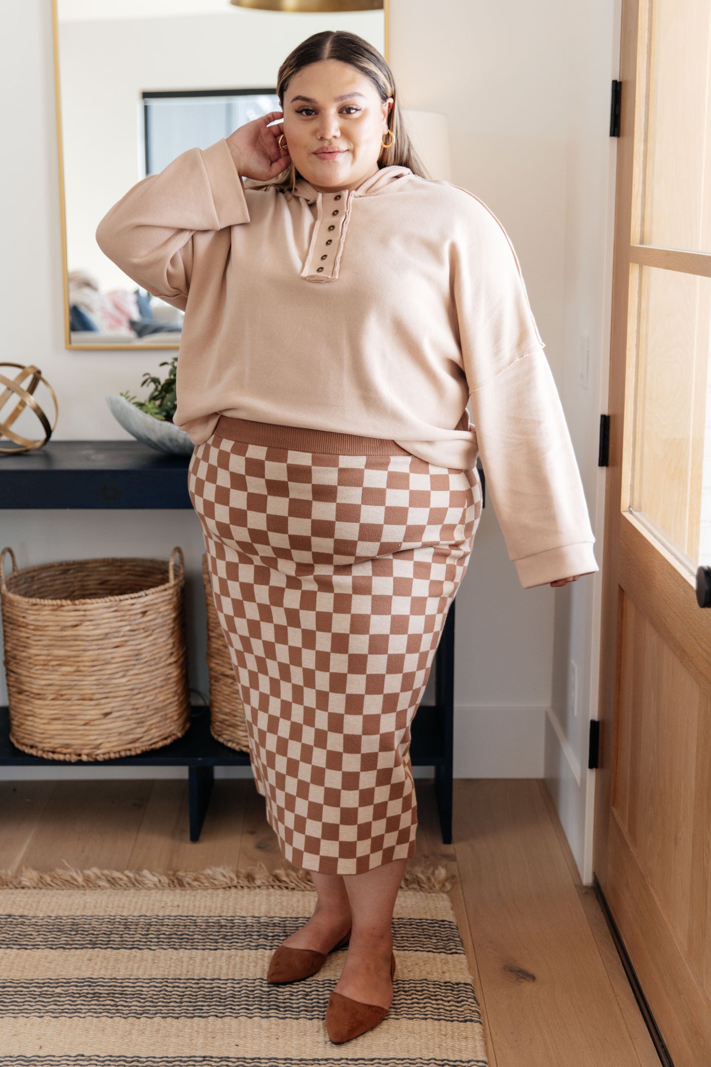 Start Your Engines Checkered Midi Skirt Womens Southern Soul Collectives 