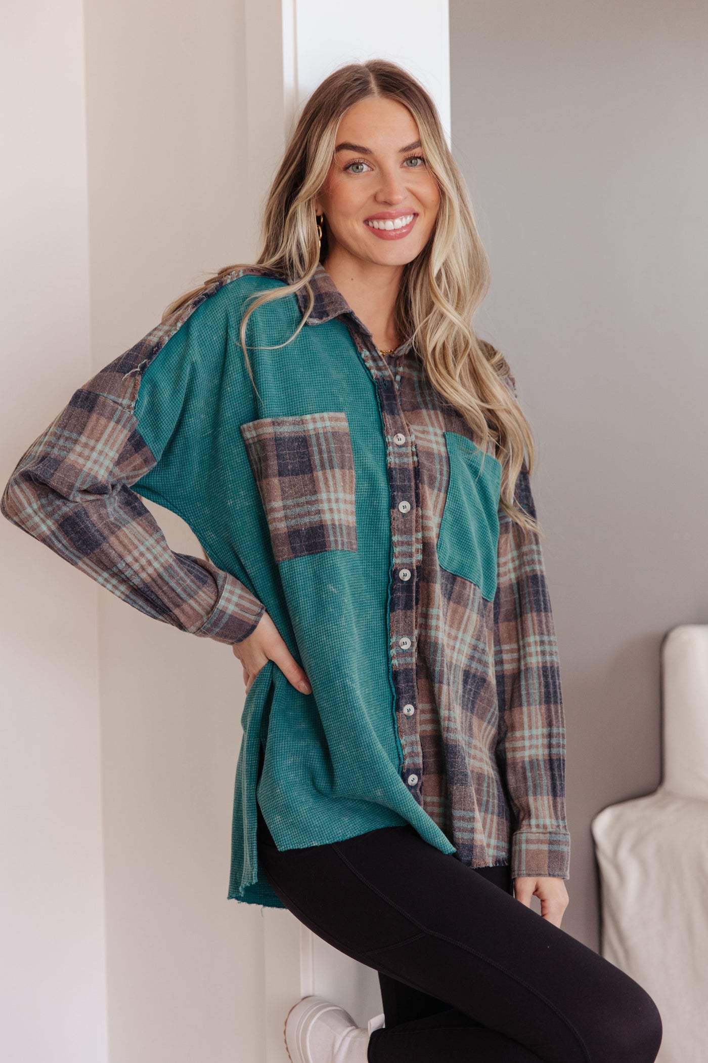 Tied for Time Thermal Plaid Button Up Womens Southern Soul Collectives
