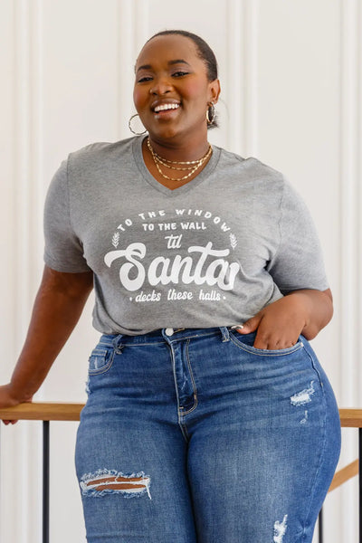 To The Window Graphic V Neck Tee In Gray Womens Southern Soul Collectives 