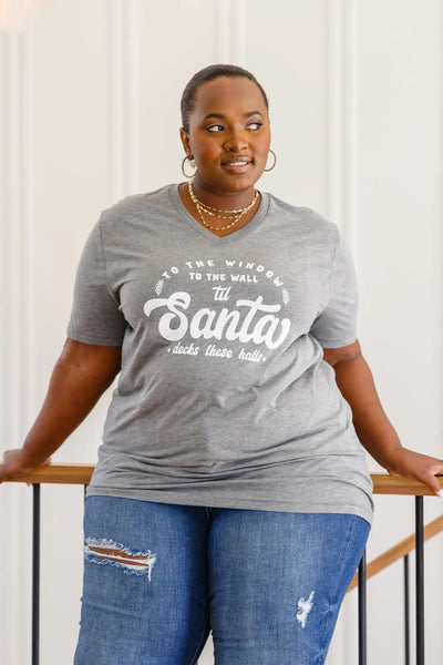 To The Window Graphic V Neck Tee In Gray Womens Southern Soul Collectives 