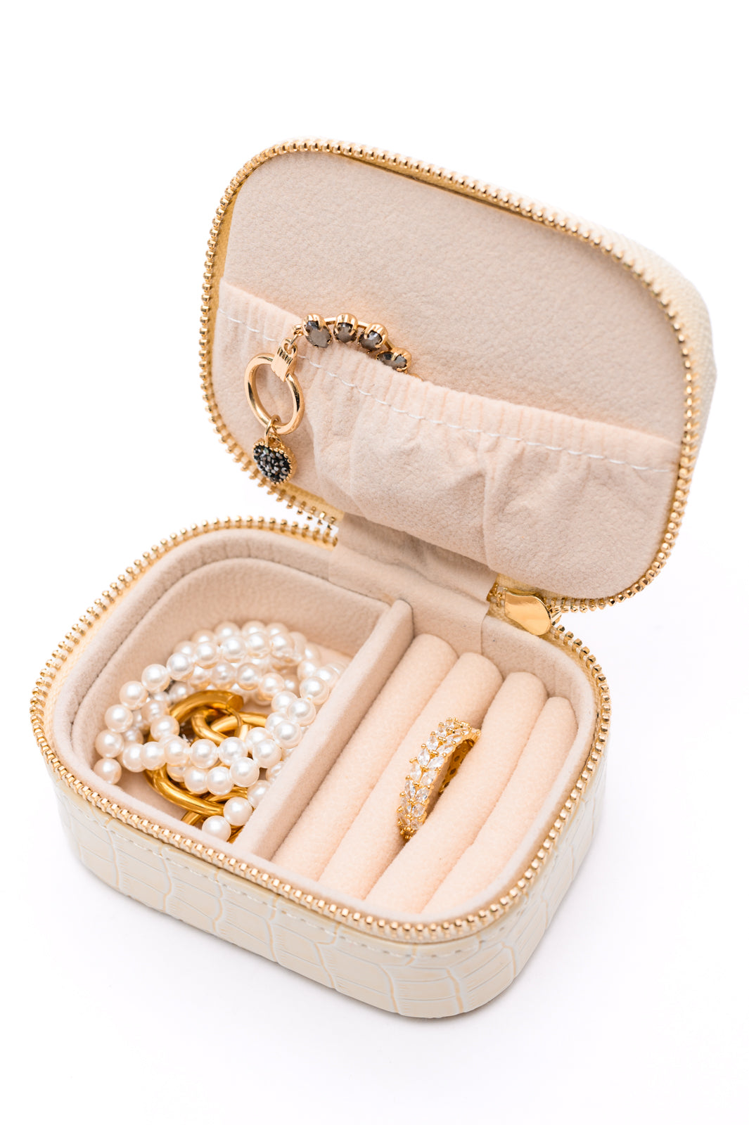 Travel Jewelry Case in Cream Snakeskin Womens Southern Soul Collectives