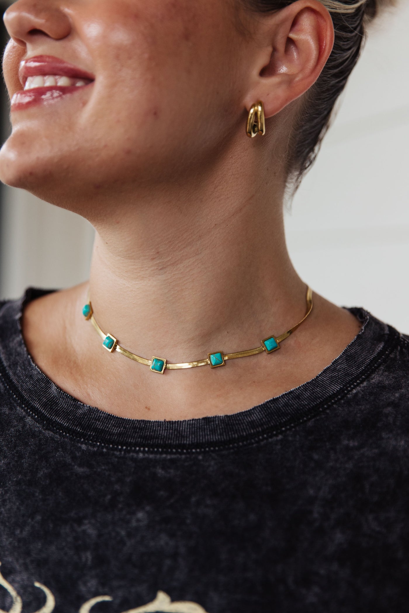 Turquoise Squares Necklace Womens Southern Soul Collectives 