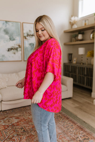 Unforgettable V-Neck Animal Print Blouse in Pink Womens Southern Soul Collectives 