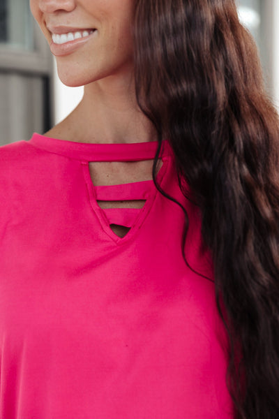 Lovely Ladder V Neck Top in Pink Womens Southern Soul Collectives 