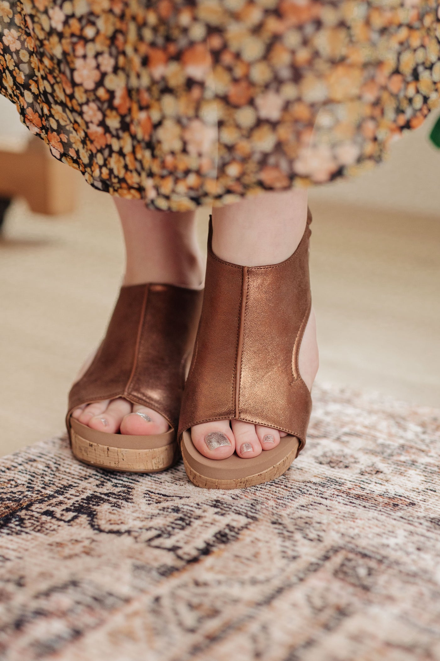 Walk This Way Wedge Sandals in Antique Bronze Womens Southern Soul Collectives