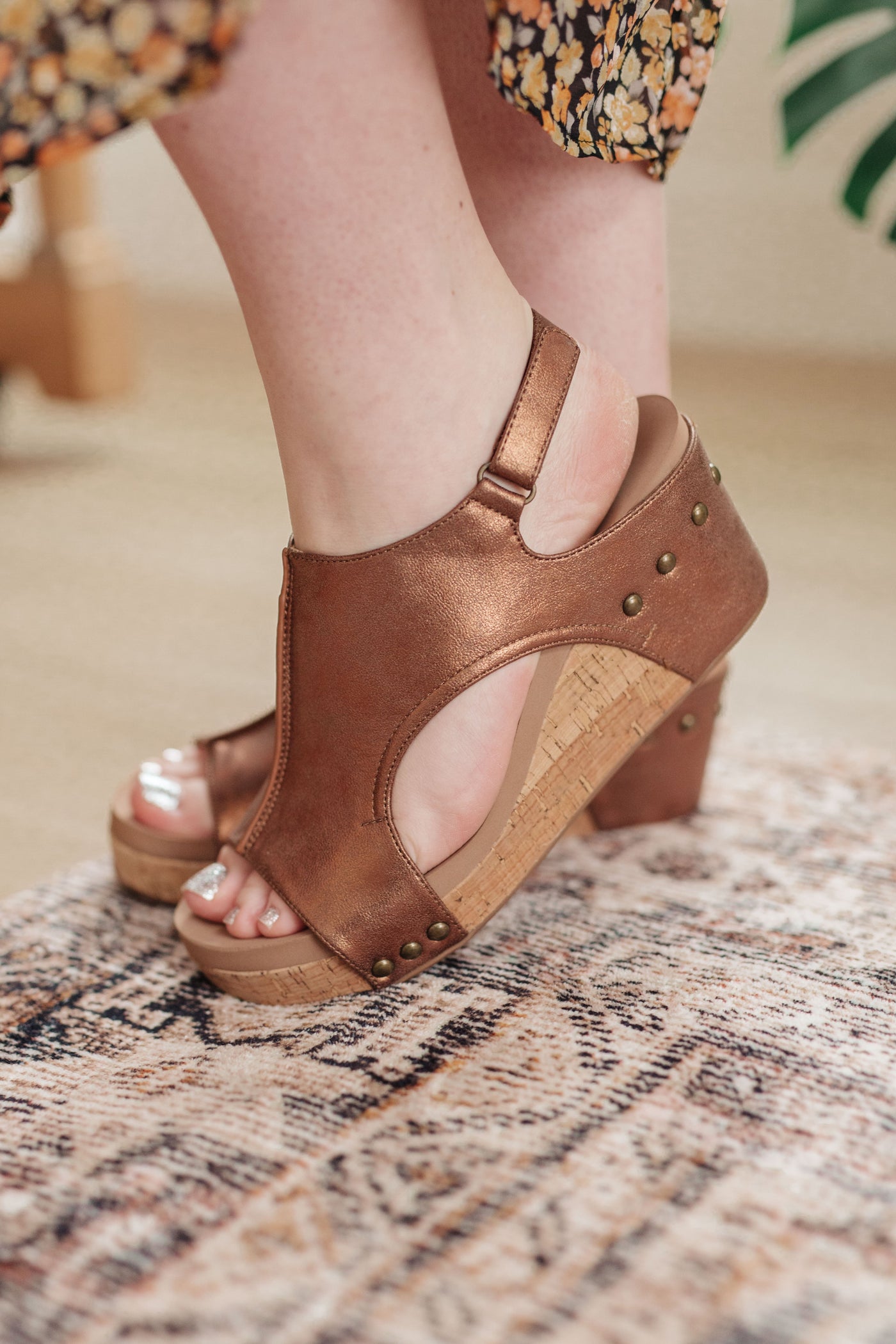 Walk This Way Wedge Sandals in Antique Bronze Womens Southern Soul Collectives