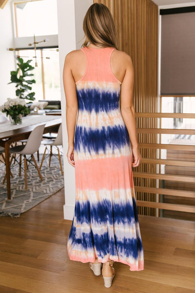 West Coast Blue & Pink Tie Dye Maxi Tank Dress Womens Southern Soul Collectives 