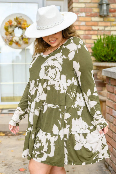 Worthwhile Moment Floral Tiered Dress In Olive Womens Southern Soul Collectives 