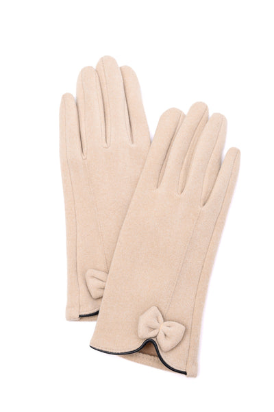 Wrapped In Bows Gloves in Beige Womens Southern Soul Collectives