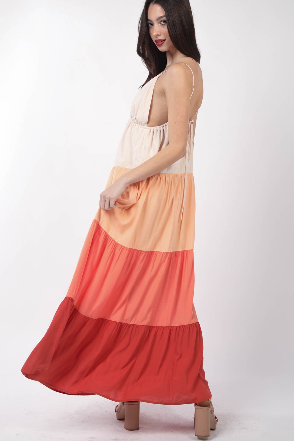 VERY J Color Block Tiered Maxi Cami Dress Southern Soul Collectives