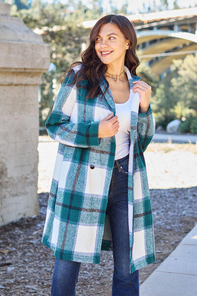 Plaid Button Up Lapel Collar Longline Coat in Multiple Colors  Southern Soul Collectives