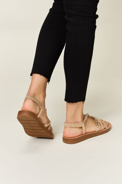 Rhinestone Crisscross Flat Sandals in Gold  Southern Soul Collectives