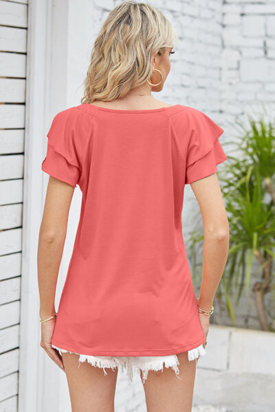 Square Neck Flutter Sleeve T-Shirt  Southern Soul Collectives