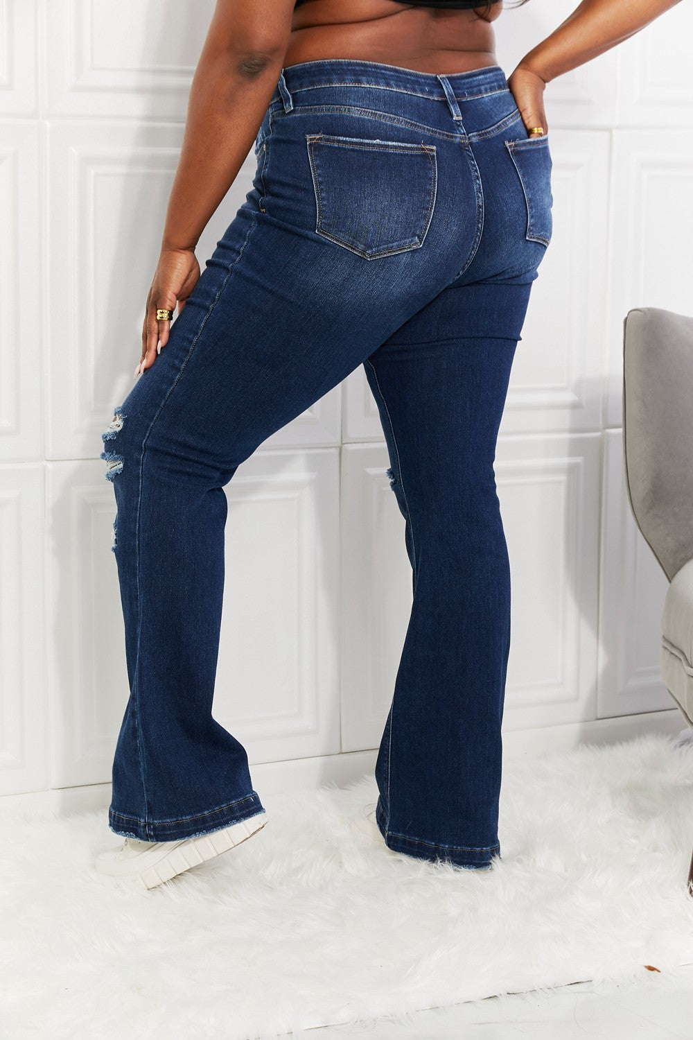 Kancan Full Size Reese Midrise Button Fly Flare Jeans  Southern Soul Collectives 