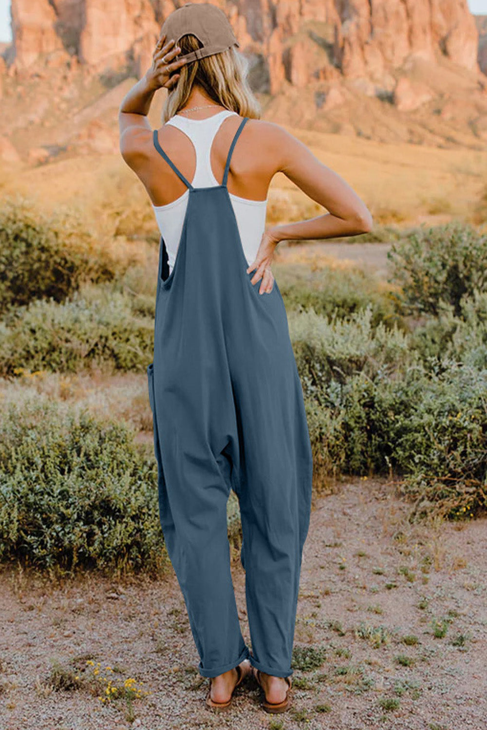 Double Take  V-Neck Sleeveless Jumpsuit with Pocket  Southern Soul Collectives 