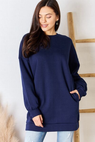 So Cozy Oversized Round Neck Long Sleeve Sweatshirt in Navy  Southern Soul Collectives