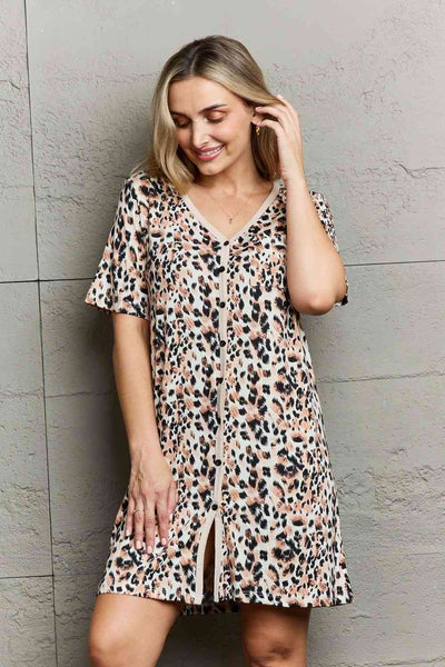 Quilted Quivers Button Down Sleepwear Dress in Animal Print  Southern Soul Collectives
