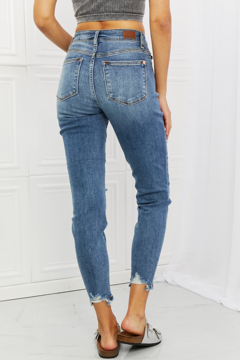 Judy Blue Dahlia Full Size Distressed Patch Jeans  Southern Soul Collectives 