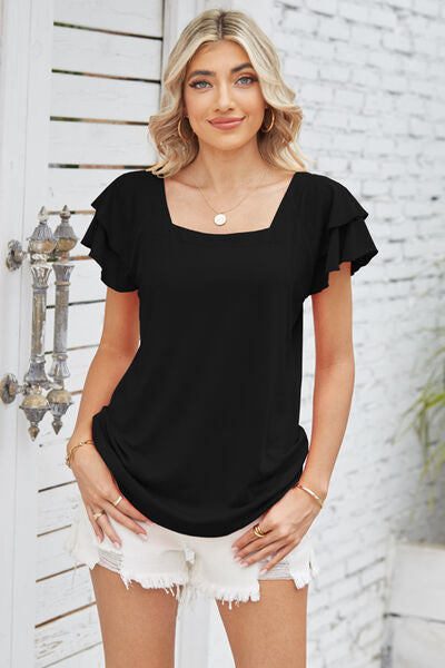 Square Neck Flutter Sleeve T-Shirt  Southern Soul Collectives