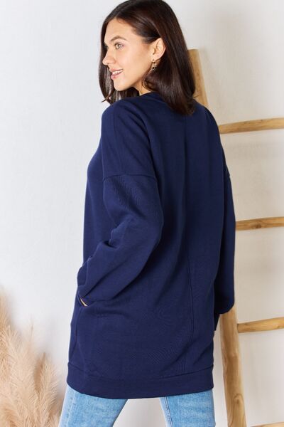 So Cozy Oversized Round Neck Long Sleeve Sweatshirt in Navy  Southern Soul Collectives