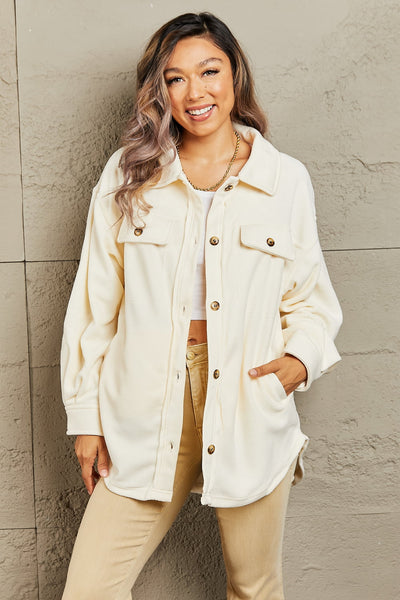 Heimish Cozy Girl Full Size Button Down Shacket  Southern Soul Collectives 