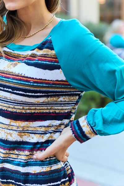 Striped Contrast Long Sleeve Top  Southern Soul Collectives