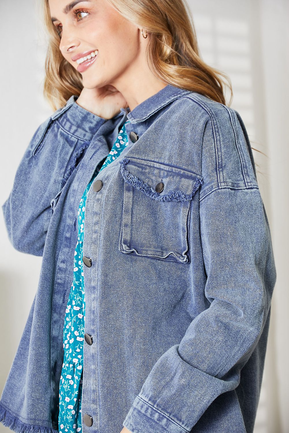 HEYSON Full Size Mineral-Washed Button-Down Denim Jacket  Southern Soul Collectives 