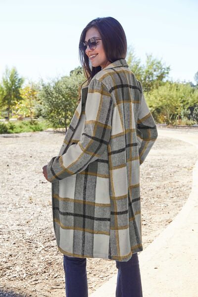 Plaid Button Up Lapel Collar Longline Coat in Multiple Colors  Southern Soul Collectives