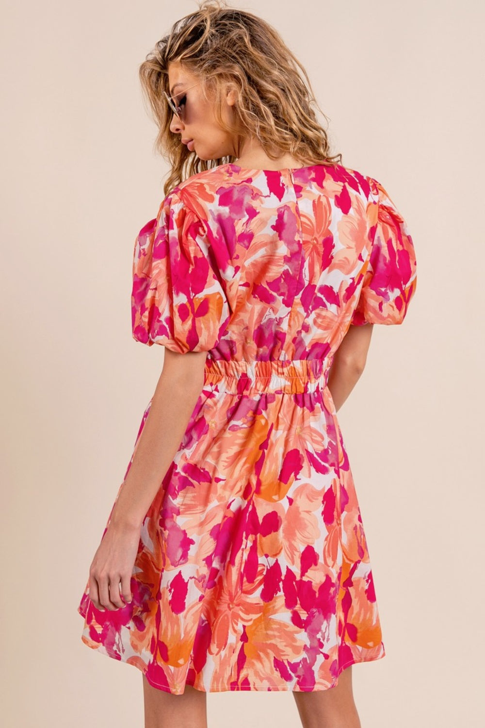 BiBi Floral V-Neck Puff Sleeve Mini Dress Southern Soul Collectives