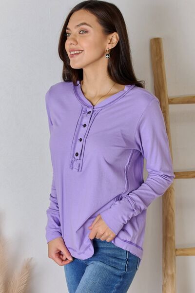 Zenana Exposed Seam Thumbhole Long Sleeve Top  Southern Soul Collectives
