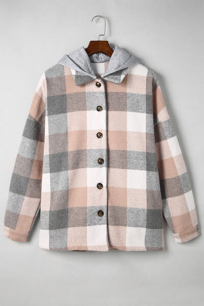 Button Up Plaid Hooded Jacket  Southern Soul Collectives