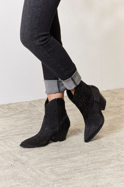 Rhinestone Ankle Cowboy Boots in Black  Southern Soul Collectives