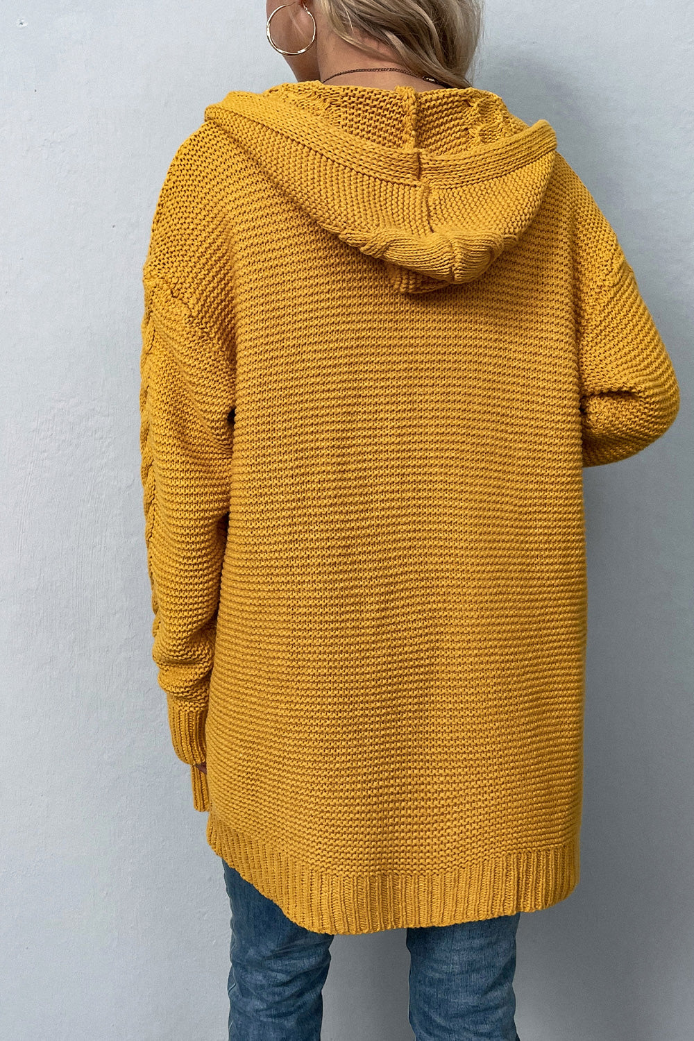 Cable-Knit Dropped Shoulder Hooded Cardigan  Southern Soul Collectives 