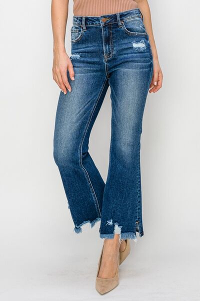 RISEN High Waist Raw Hem Flare Jeans  Southern Soul Collectives