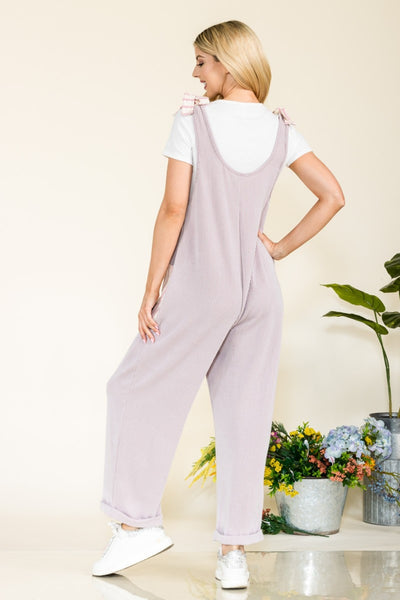 Celeste Full Size Stripe Contrast Pocket Rib Jumpsuit  Southern Soul Collectives