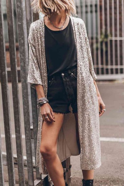 Sequin Open Front Duster Cardigan - Southern Soul Collectives