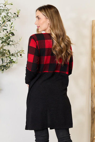 Buffalo Plaid Open Front Longline Cardigan - Southern Soul Collectives