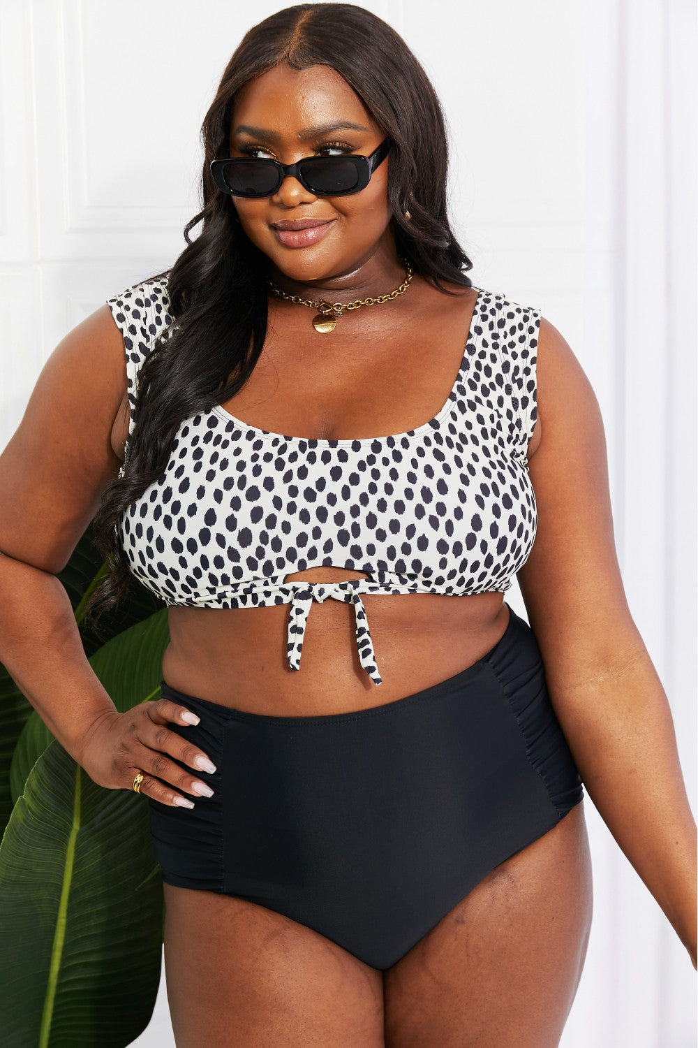 Sanibel Crop Swim Top and Ruched Bottoms Set in Black Animal Print  Southern Soul Collectives 